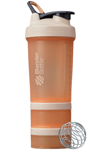 Peach/Orange ProStak shaker with storage for pills, supplements, protein, and more. | Color#Peach