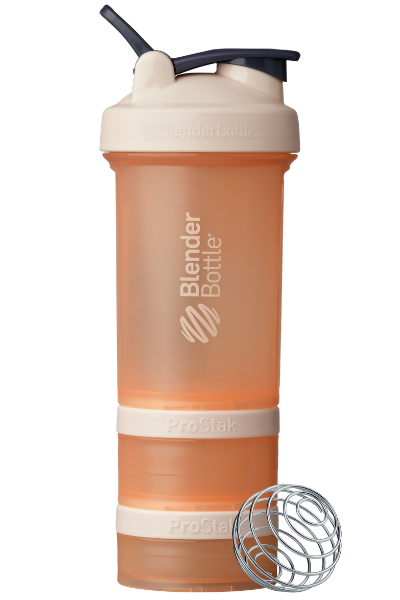 Cobalt blue ProStak shaker with storage for pills, supplements, protein, and more. | Color#Peach