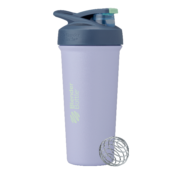 Sleek lavemder stainless-steel shaker bottle with lockable lid and BlenderBall for smooth blends, featuring an insulated, easy-grip design and advanced blending technology. | Color#Cool Blue