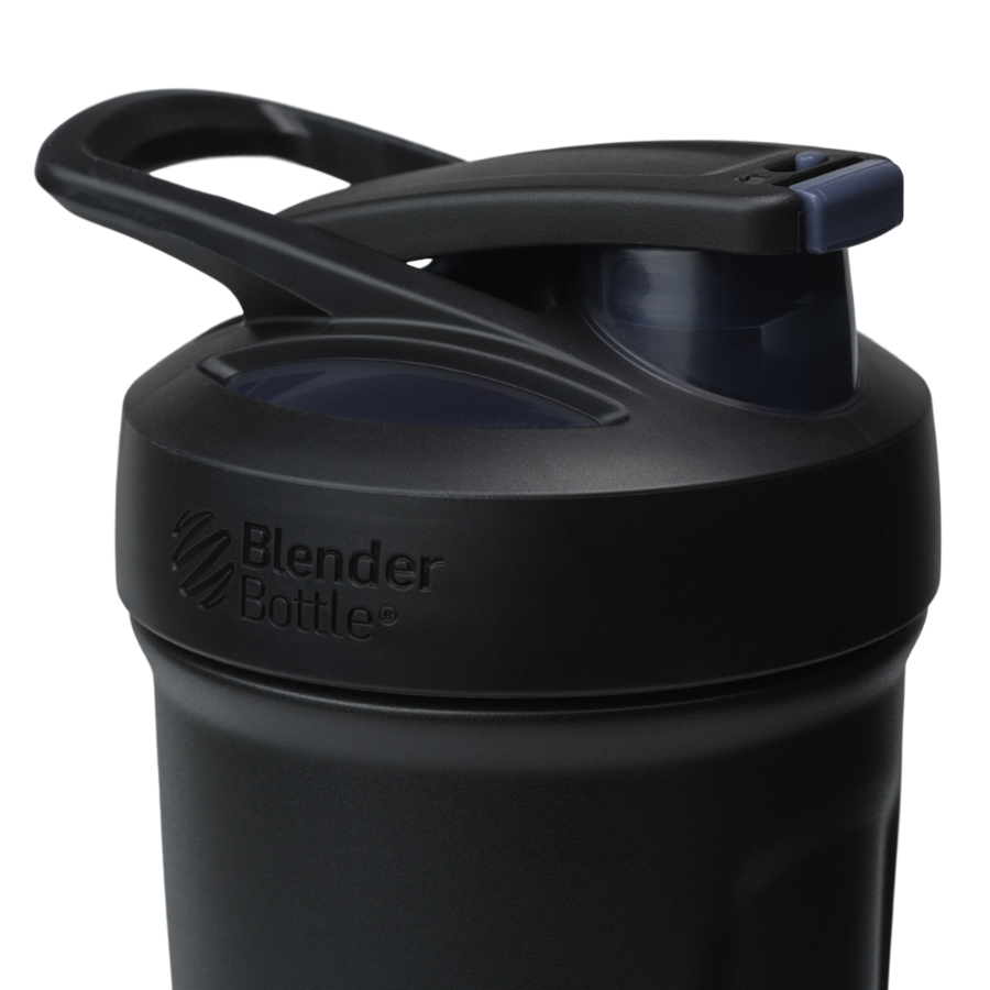 Black Sport Stainless insulated protein shaker cup. | Color#Black