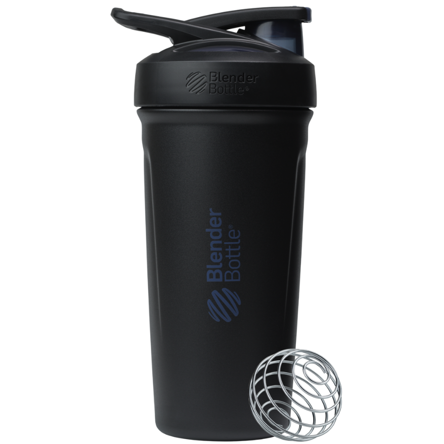 Black Sport Stainless insulated protein shaker cup. | Color#Black