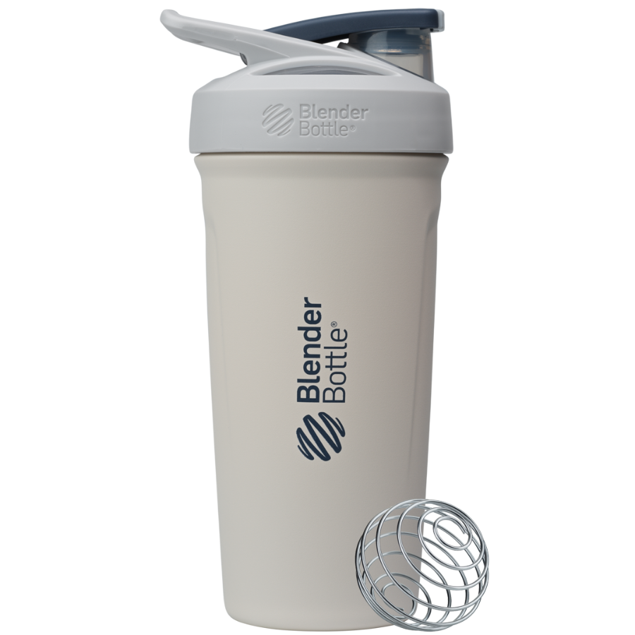 White Sport Stainless insulated protein shaker cup. | Color#Bone