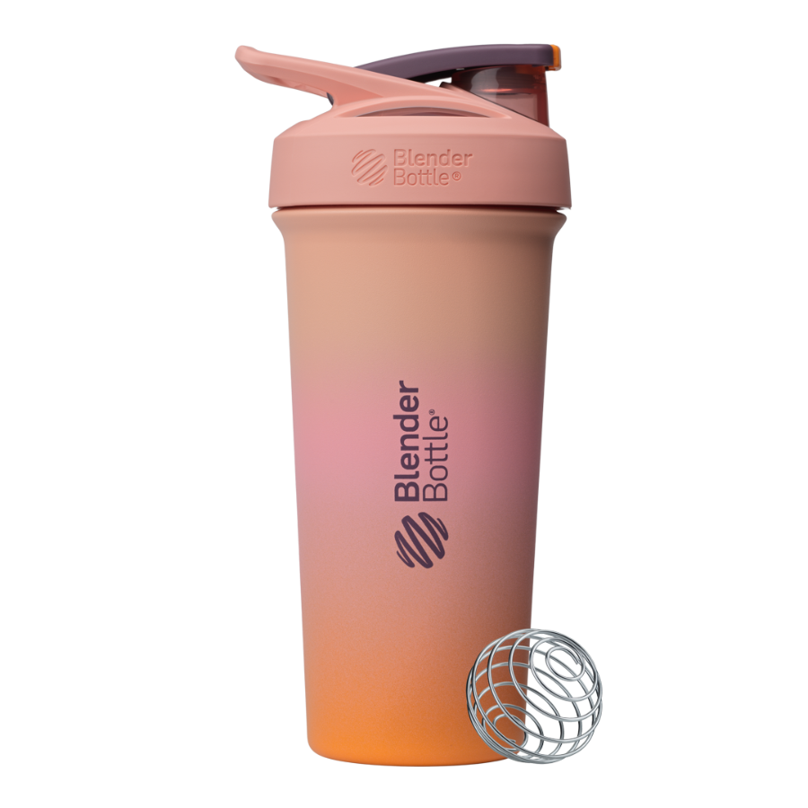 Sport Stainless Sleek shaker bottle with lockable lid and BlenderBall for smooth blends, featuring an insulated, easy-grip design and advanced blending technology. | Color#Sunrise