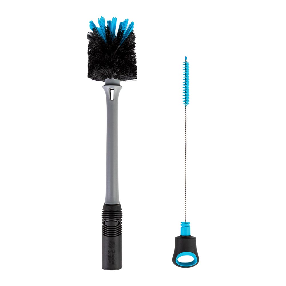 BlenderBottle Brush with a water bottle brush and integrated straw brush in the handle