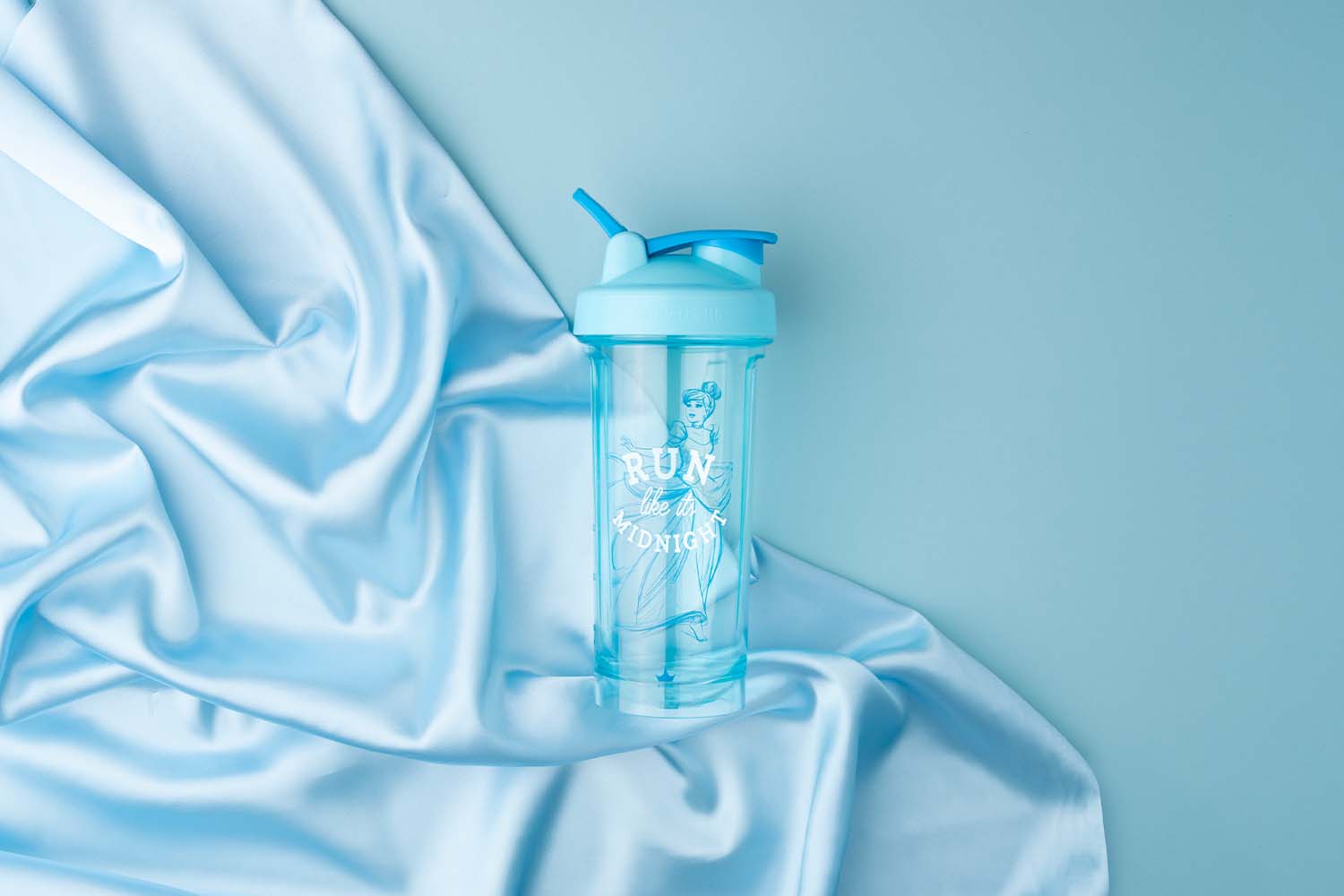 Blue Cinderella BlenderBottle shaker bottle with twist-on lid and flip cap