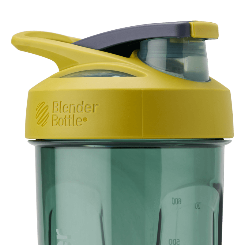 Push button open shaker bottle for easy access to your shake.