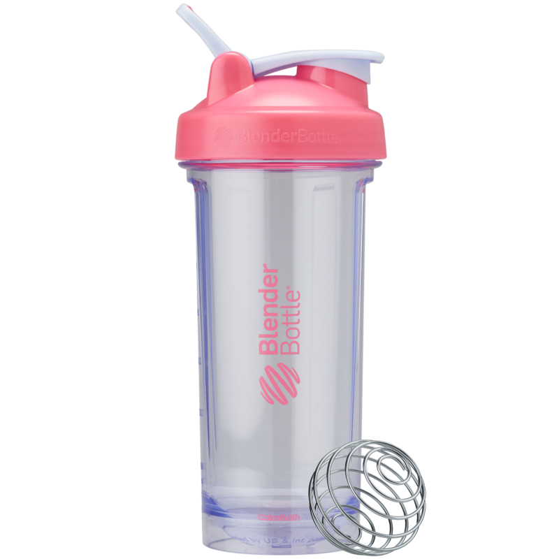 Blue shaker cup with pink accents