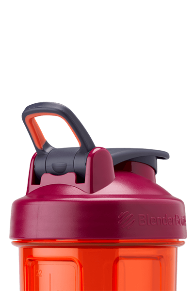 Red shaker lid with adjustable carry loop and StayOpen™ flip-cap for easy access. filter:all