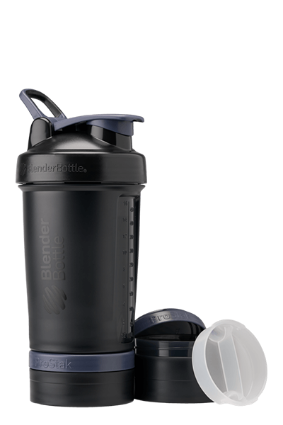 Black ProStak shaker with storage for pills, supplements, protein, and more. | filter:all