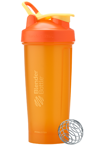 Mint BlenderBottle protein shake cup. | Color#Bright Orange_Size#28oz