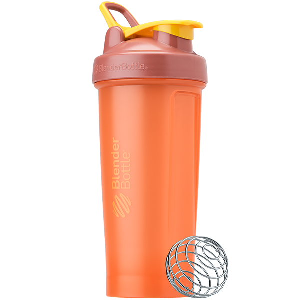Orange, burgundy, and yellow shaker bottle - BlenderBottle Color Rush
