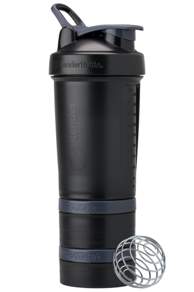 Black ProStak shaker with storage for pills, supplements, protein, and more. | Color#Nightshade