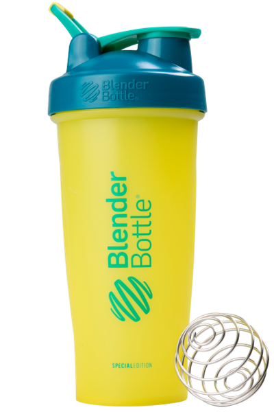 BlenderBottle Color of the Month Protein Shaker Bottle Subscription - Bright Yellow and Blue