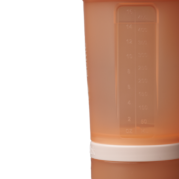 Cobalt blue ProStak shaker with storage for pills, supplements, protein, and more. | Color#Peach