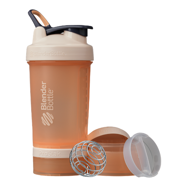 Cobalt blue ProStak shaker with storage for pills, supplements, protein, and more. | Color#Peach