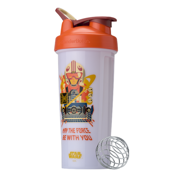White Light Side ProSeries odor-resistant shaker bottle Luke Skywalker and R2-D2. | Color#Light Side