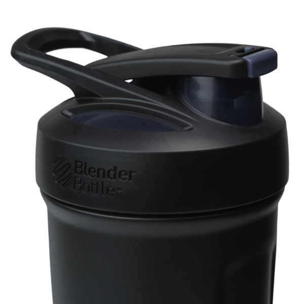 Black Sport Stainless insulated protein shaker cup. | Color#Black