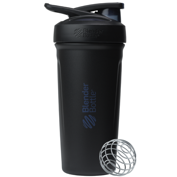 Black Sport Stainless insulated protein shaker cup. | Color#Black