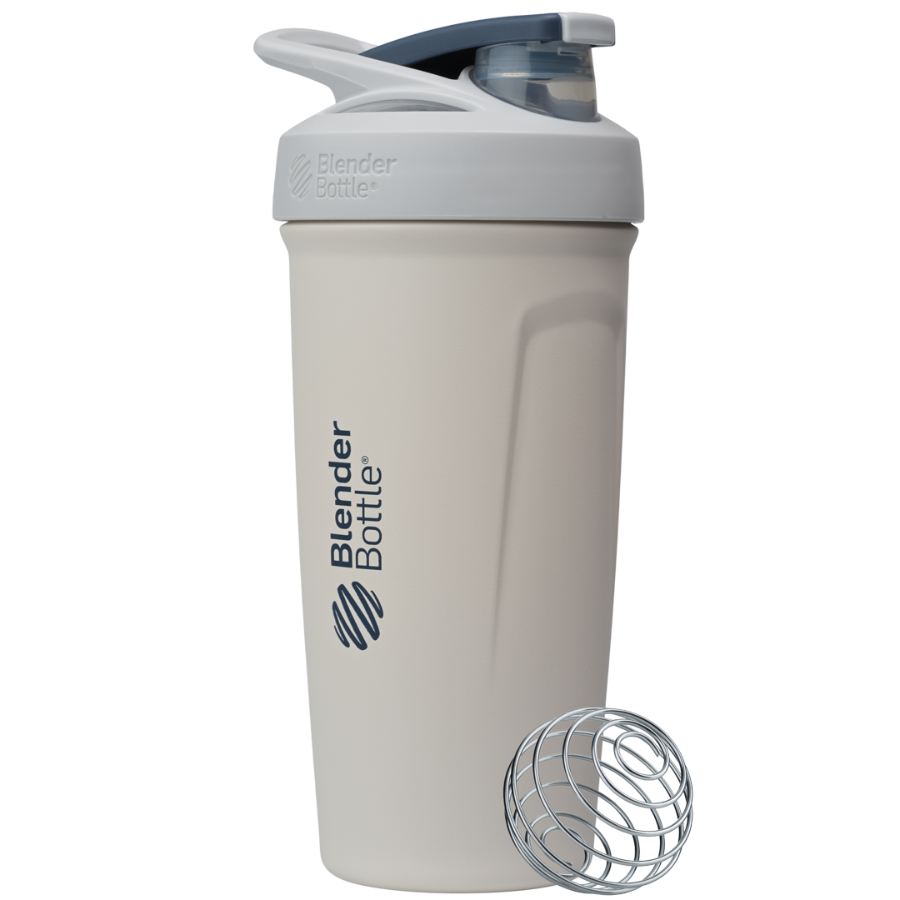 White Sport Stainless insulated protein shaker cup. | Color#Bone