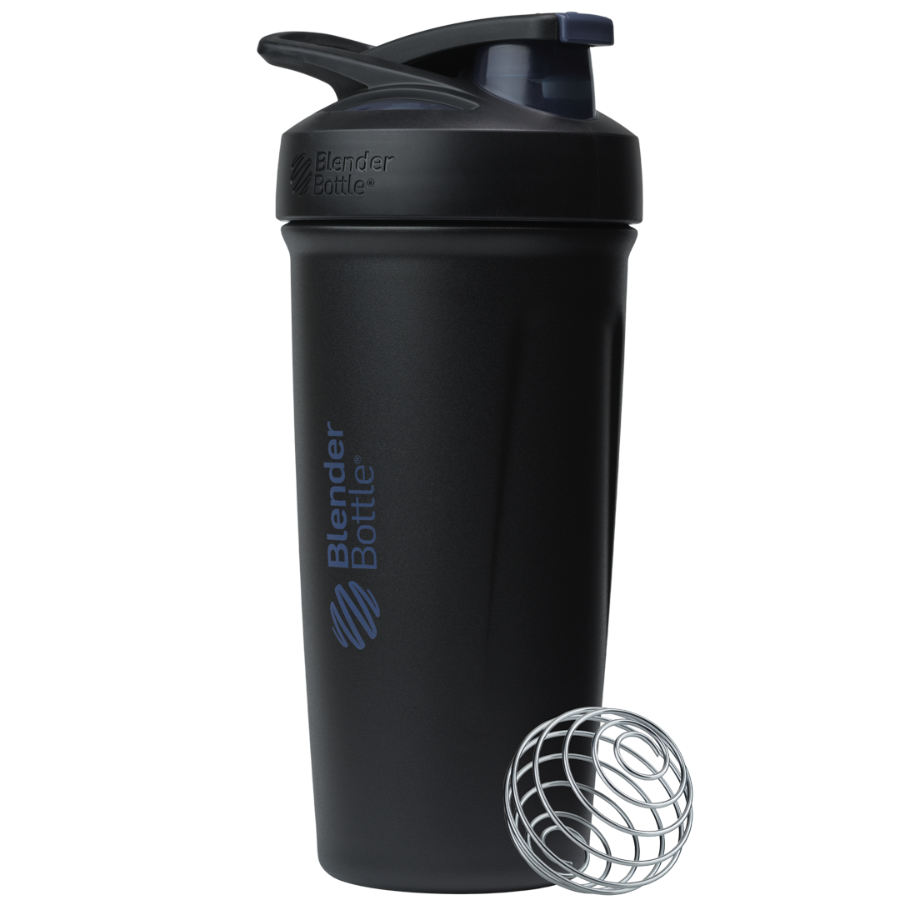 Black Sport Stainless insulated protein shaker cup. | Color#Black