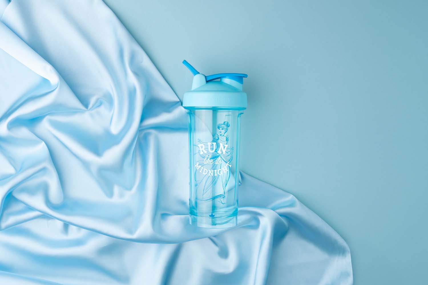 Blue Cinderella BlenderBottle shaker bottle with twist-on lid and flip cap