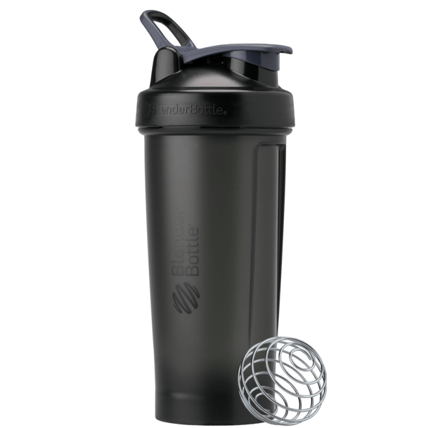 Black BlenderBottle protein shake cup. | Color#nightshade_Size#28oz