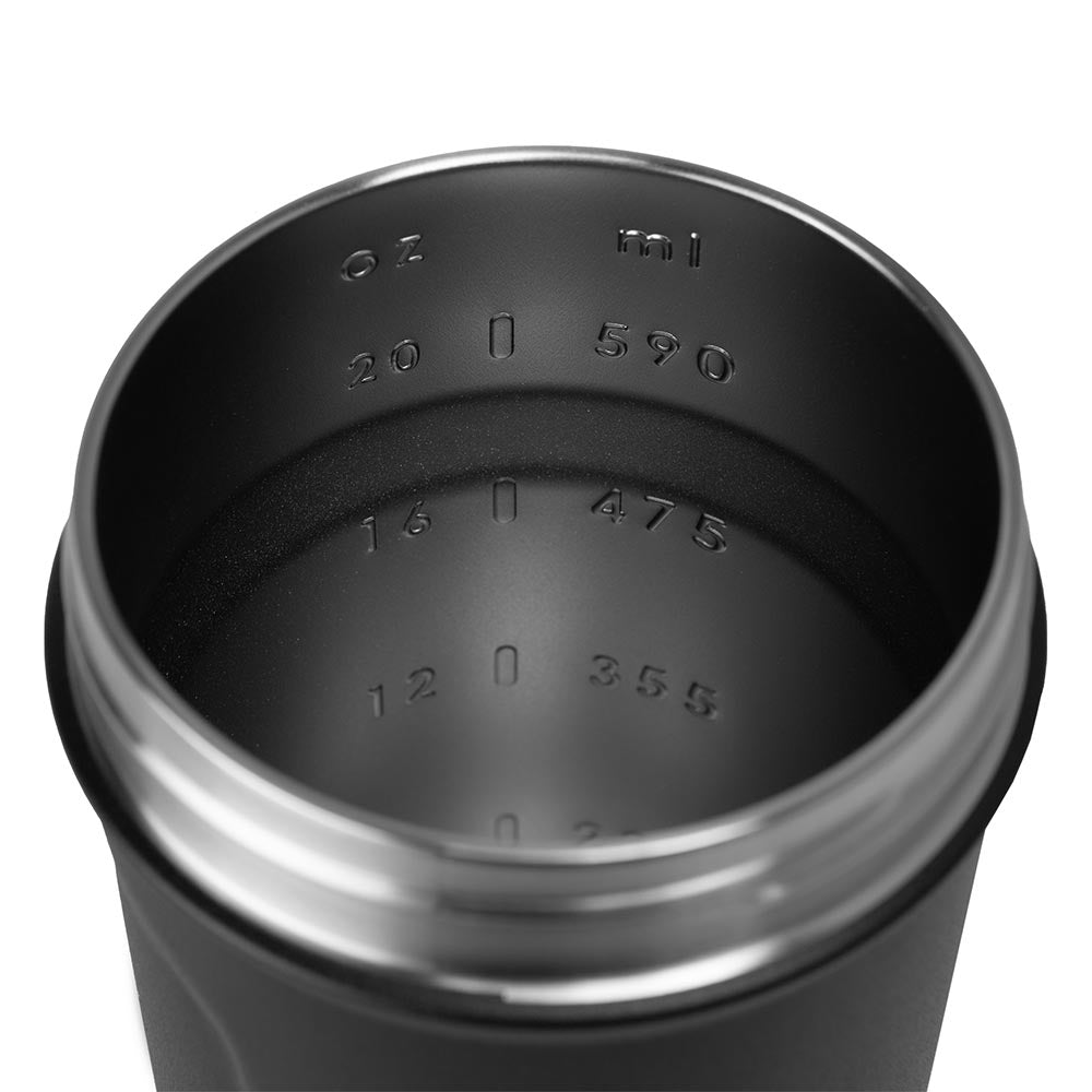 Insulated stainless steel BlenderBottle with interior measurement markings