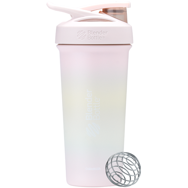 Pastel gradient rainbow shaker bottle with wire whisk