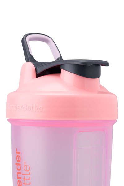 Pink shaker cup with SpoutGuard™ to keep dirty fingers off the drinking spout.