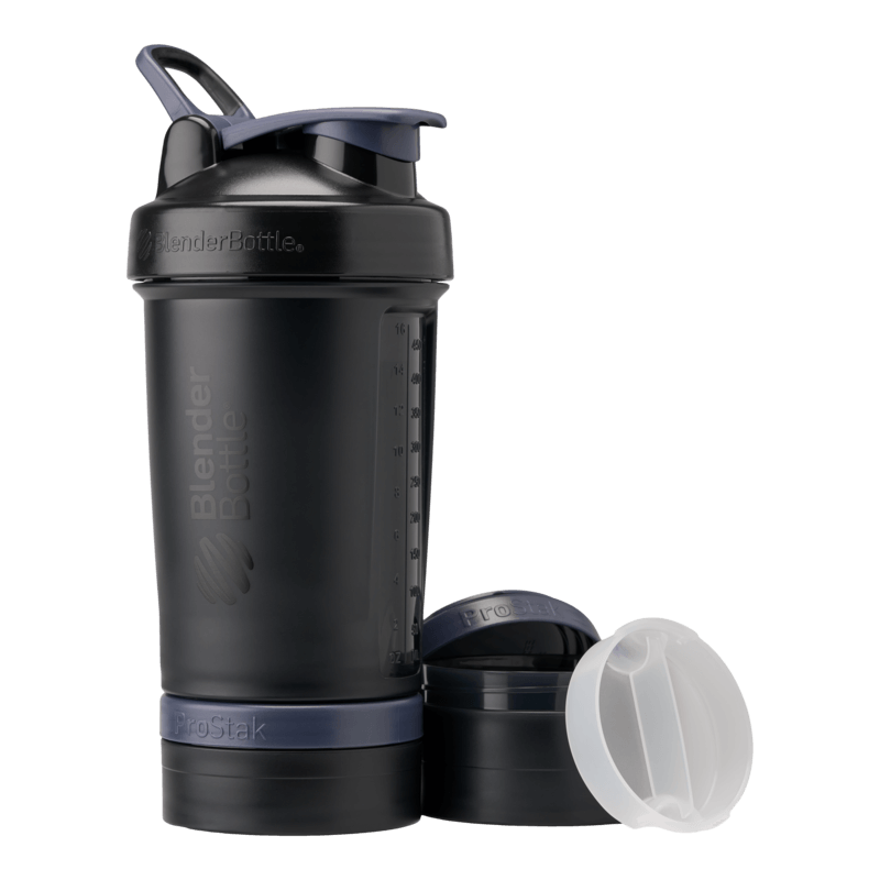 Shaker bottle with storage for pills, supplements, and more.