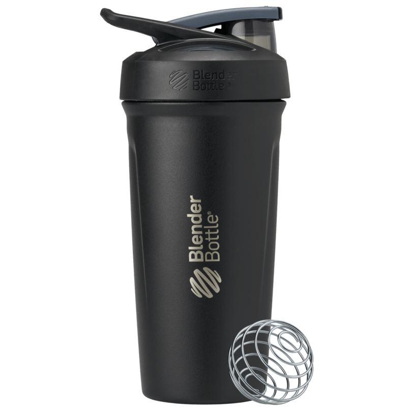 BlenderBottle Strada Insulated Stainless Steel Shaker Cup with Flip Cap,  24oz, White