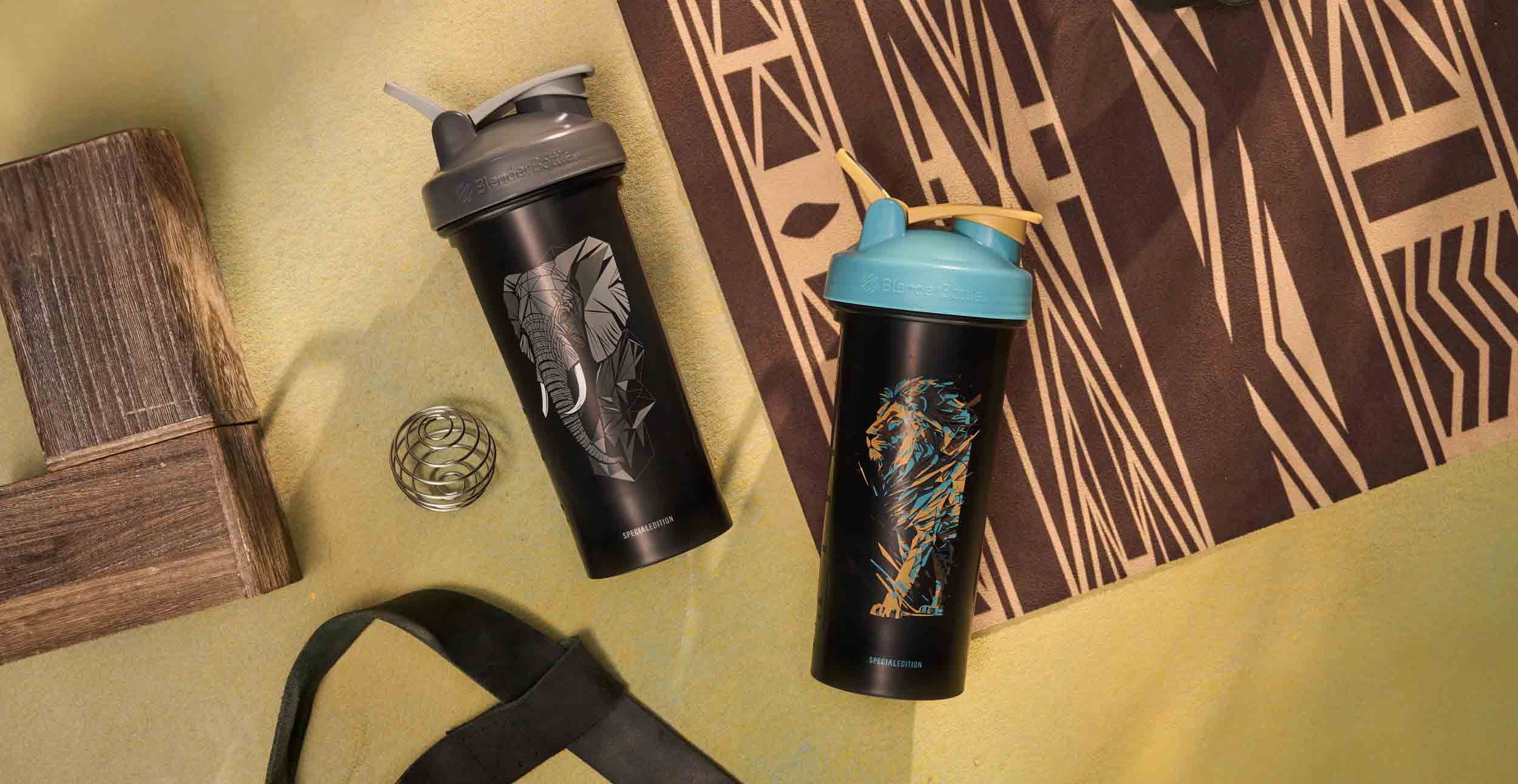 Limited Edition BlenderBottle protein shake cup - geometric Safari