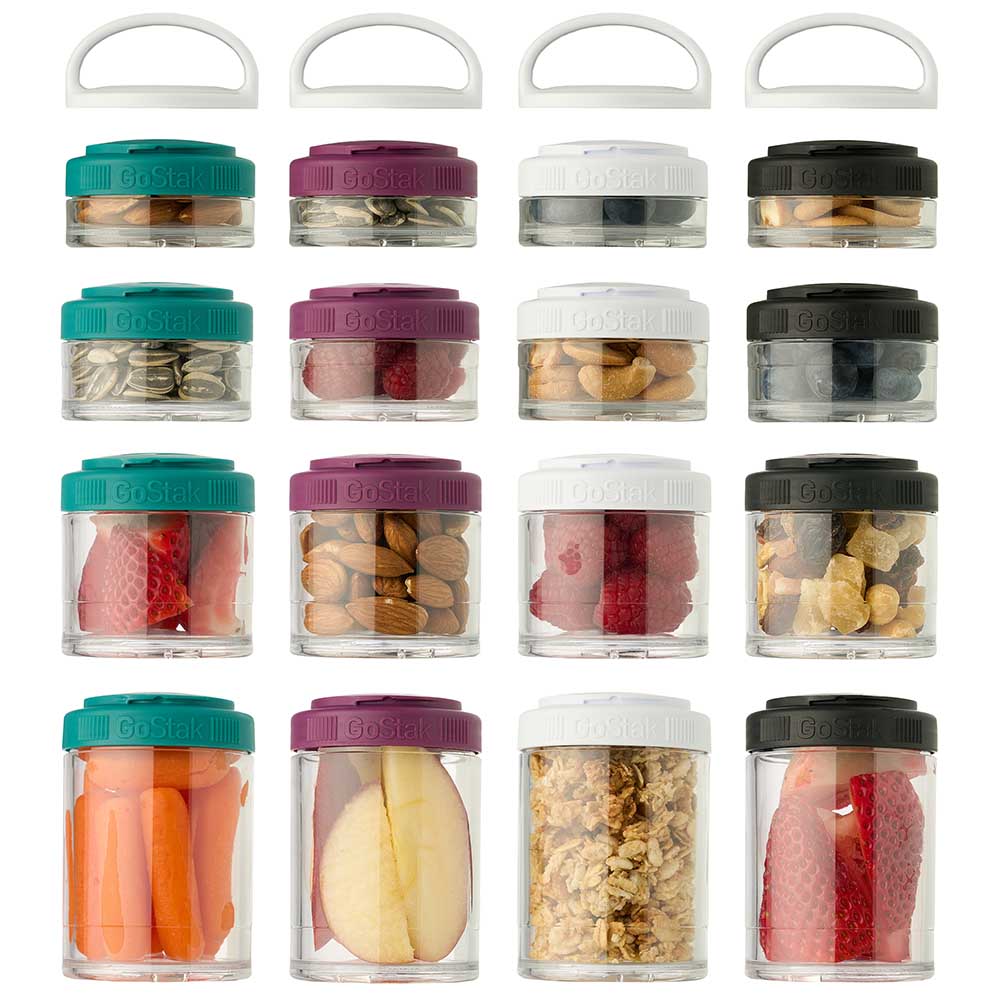 Stackable snacking and supplement jars