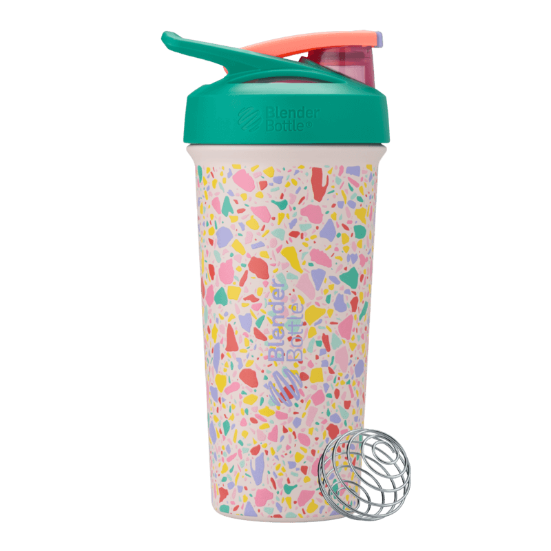Terrazzo - Stainless Sleek shaker bottle with wire whisk, durable stainless steel, and secure locking lid for smooth, lump-free drinks.