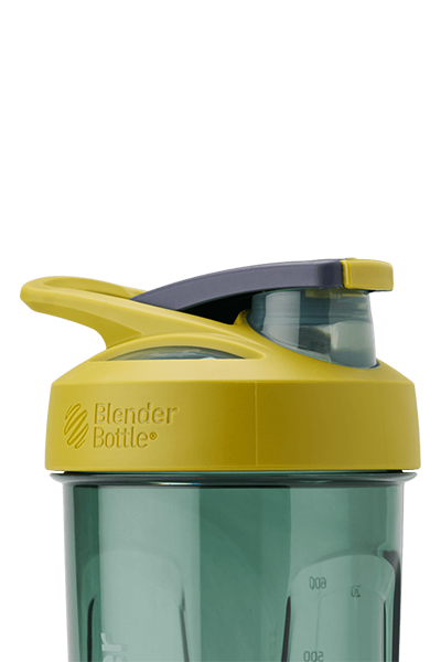 Strada™ shaker bottle with push-button lid for an easy open and secure seal.