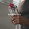 Video showing a man working out and using a BlenderBottle protein shaker bottle