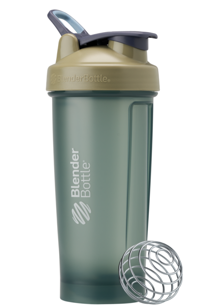 Green BlenderBottle protein shake cup. Size: 28oz, Color: Costal
