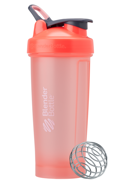 Peach BlenderBottle protein shake cup. Size: 28oz, Color: Grapefruit