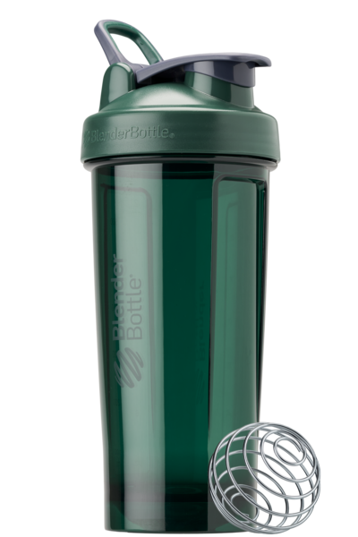 Dark green 28oz shaker bottle made of odor-resistant Tritan.