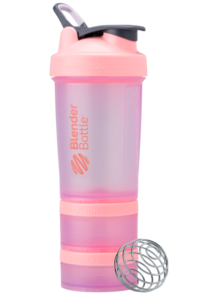 Pink ProStak shaker with storage for pills, supplements, protein, and more.