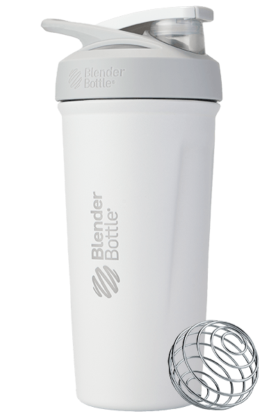 BlenderBottle Strada 24 oz Stainless Steel Shaker Cup White with  Push-Button and Locking Mechanism 